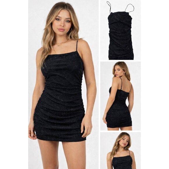 Princess Polly Dresses & Skirts - ✨ NWT Princess Polly Black Sparkle Ruched Mini Dress 4 ✨